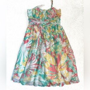 Tropical adjustable strap dress baby doll 8 coral yellow aqua green vacation fun